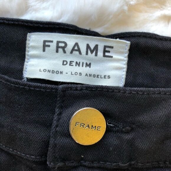 Frame De Jeanne Black Distressed Skinny Jeans - Women’s 28 - Picture 9 of 9